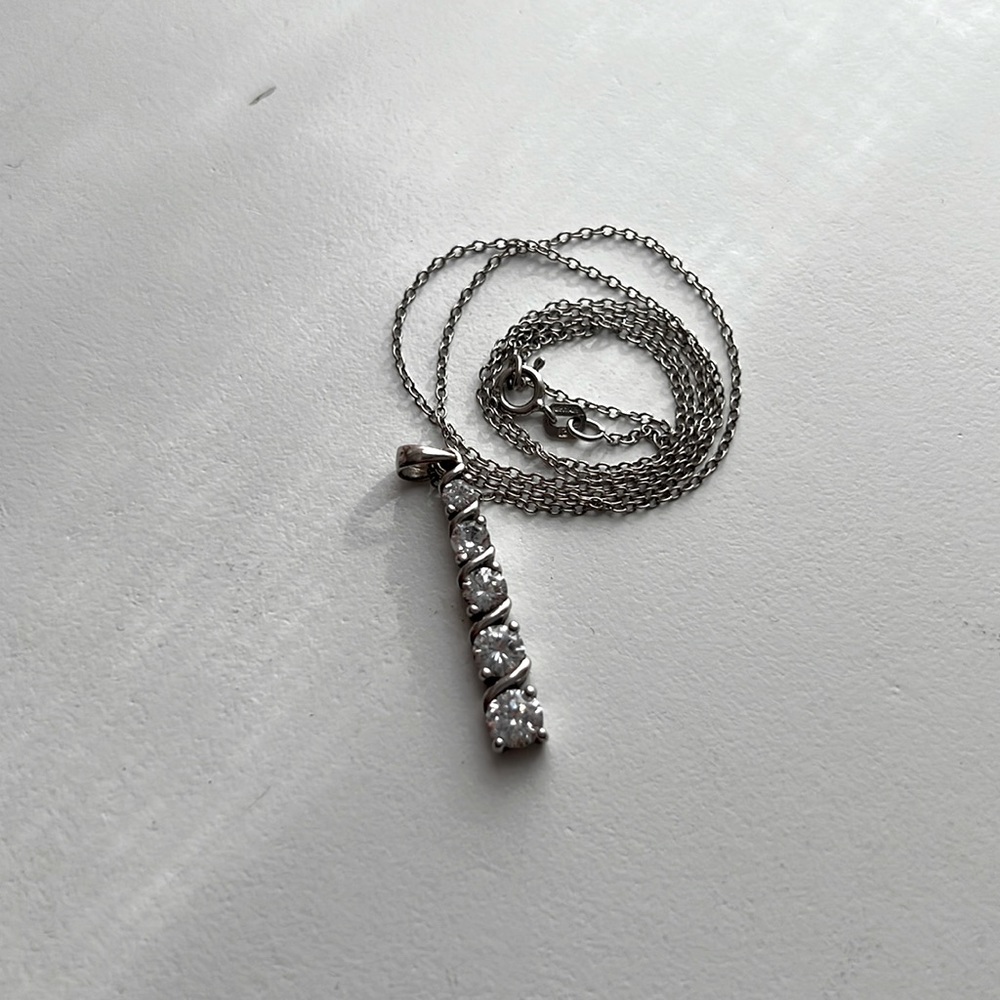 Sterling Silver Cubic Zirconia 5 Stone Necklace